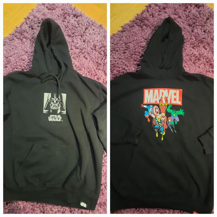 Duas sweats, uma da marvel e outra da star wars