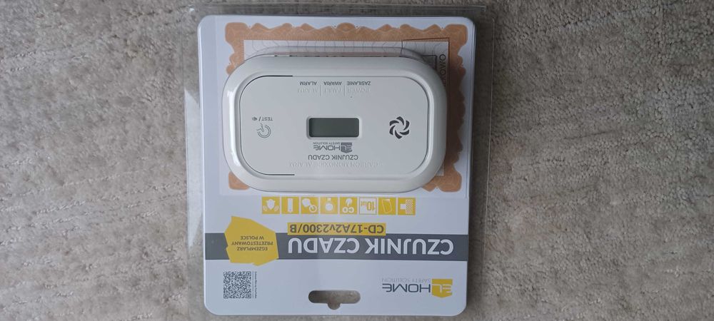 CZUJNIK, czujka  TLENKU WĘGLA, czadu CD-17A2V2300/B EL HOME. Nowy