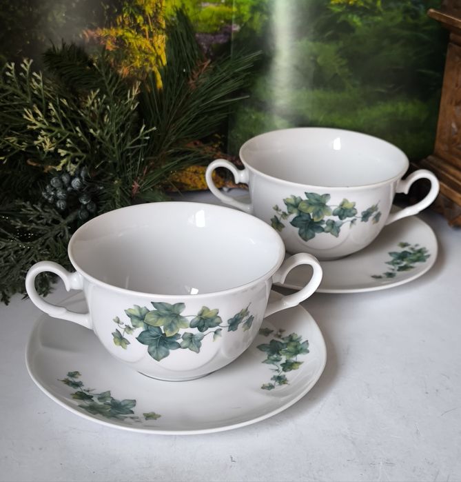 Bulionówki Lubiana  6  sztuk piękna stara porcelana