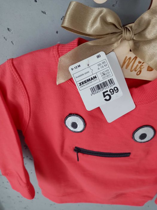 NOWA z metką Bluza z zamkiem r.80