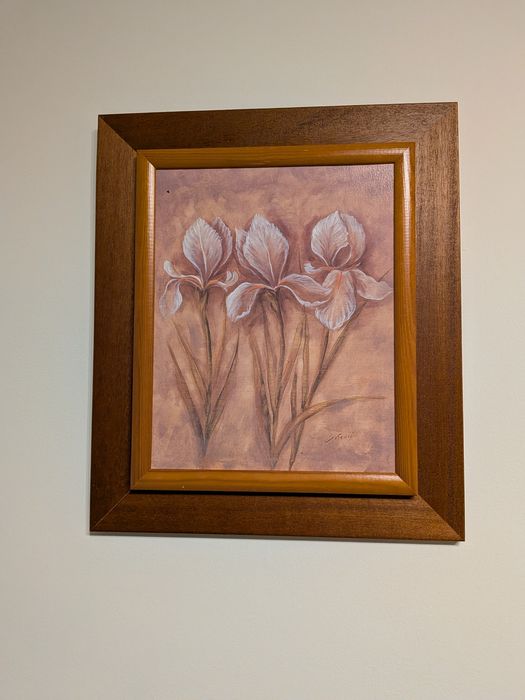 Quadro de madeira com flor