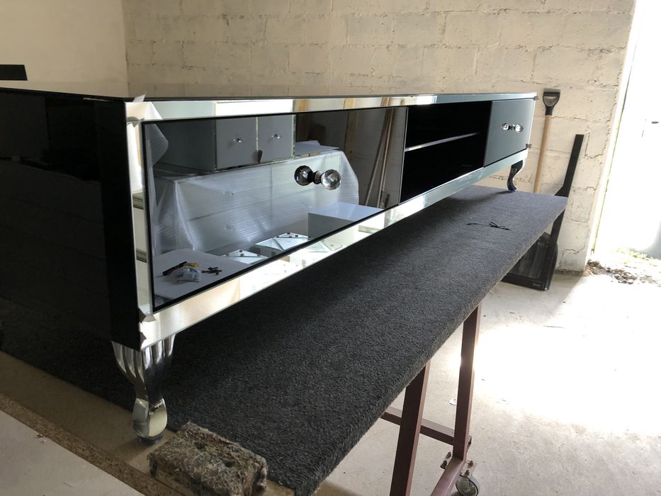 Szafka pod telewizor, komoda Rtv dluga , czarna, glamour, ludwik!!!