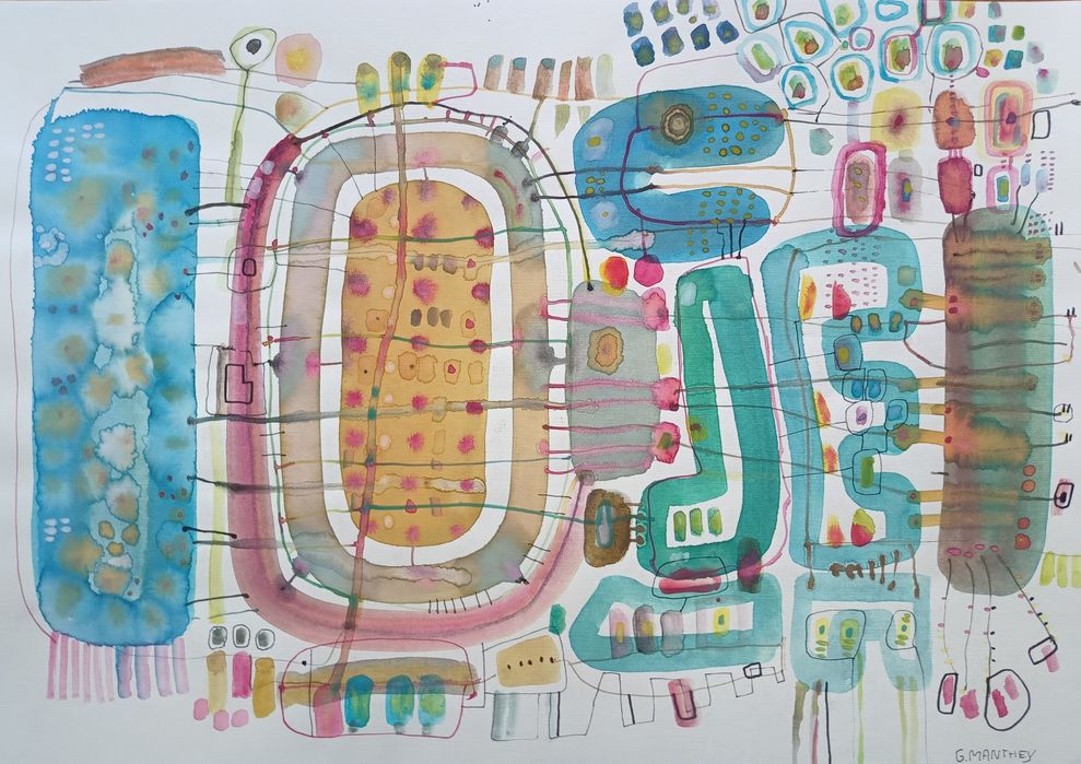 Obraz akwarelowy, akwarela, abstrakcja, praca autorska, format A2