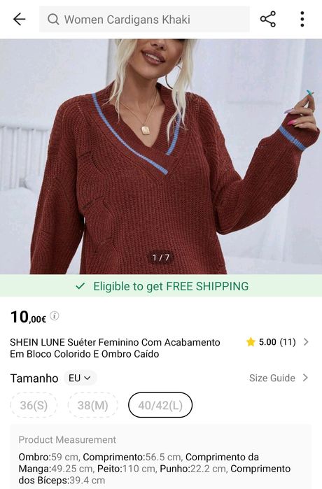 SHEIN LUNE Suéter Feminino Com Acabamento Em Bloco Colorido E Ombro Ca