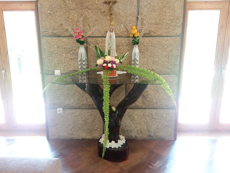 Mesa de Apoio Rustica com vidro