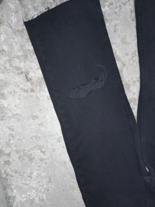 Spodnie mom jeans boyfriend wysoki stan dziury przetarcia xs s bawełna