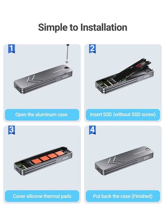 Зовнішній адаптер JEYI M.2 NVMe 2280 PCIe SSD to USB 3.2 Gray кишеня