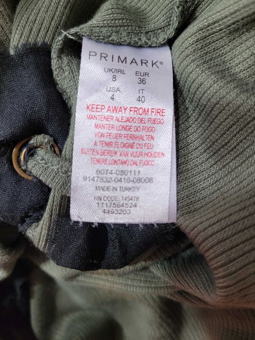 Body khaki prążek 34,XS/36,S wiązanie Primark