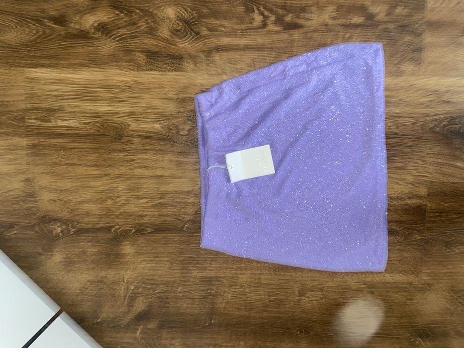 Brokatowa Fioletowa Spódniczka Pull&Bear S Viral Sylwester Impreza Hit