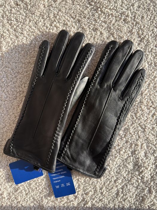 НОВІ ШКІРЯНІ рукавички з елегантним візерунком