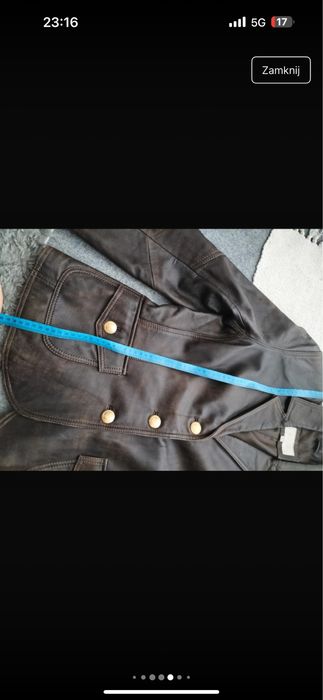 Unikatowa czekoladowa kurtka skorzana marynarka z efektem postarzania