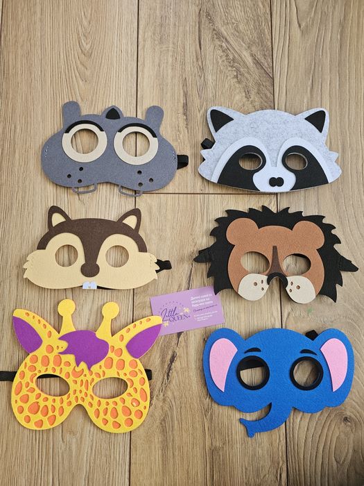 Дитяча детская маска з фетру тварин мишки корови коня зайця оленя тигр