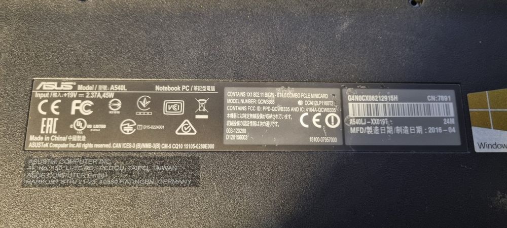 Laptop ASUS A540LA 15,6" Intel® Core™ i3-4005U 8GB RAM