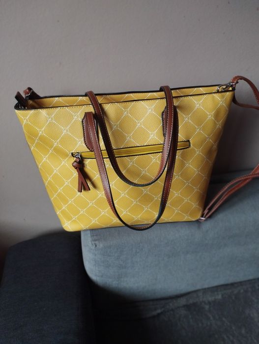 Nowa torebka ze skóry ekologicznej żółta firmy Tamaris