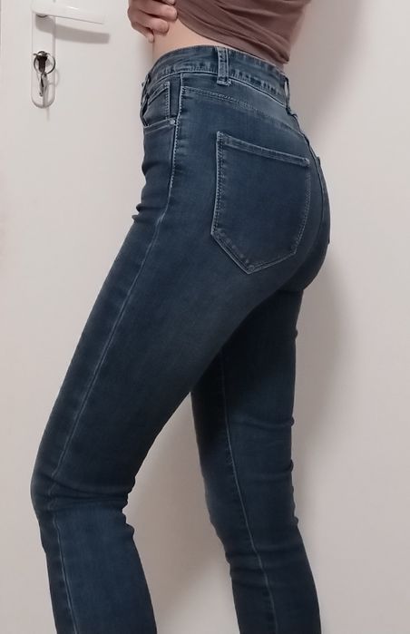 Jeansy rurki skinny dopasowane z wysokim stanem basic klasyczne przyle
