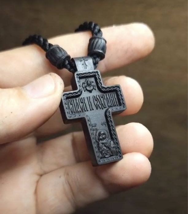 Православный крест из эбенового деререва, оберег Архангел Михаил