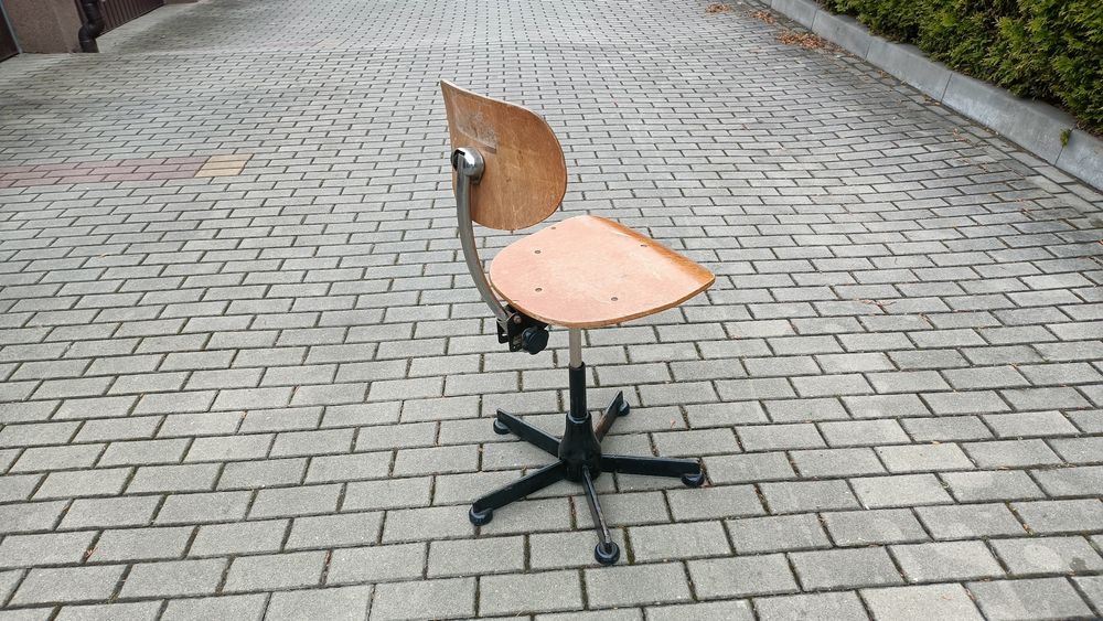 Stare Krzesło Obrotowe Industrialne Stołek LOFT Vintage Warsztatowe