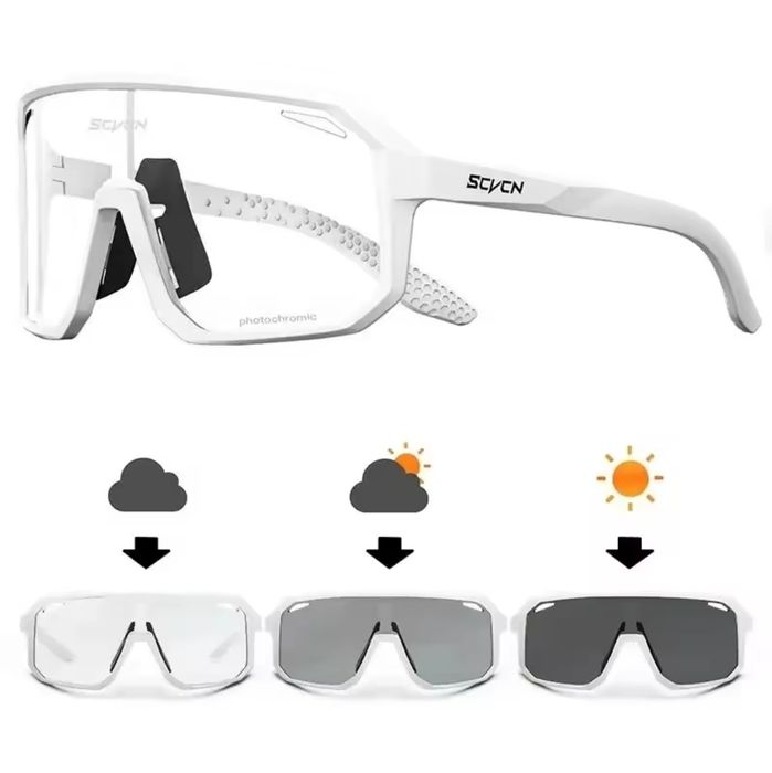 NOWE Okulary Rowerowe SCVCN Fotochromatyczne UV400 | Rower Bieganie
