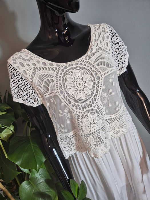 Długa włoska sukienka biała midi wiskozowa Made in Italy 95% wiskoza