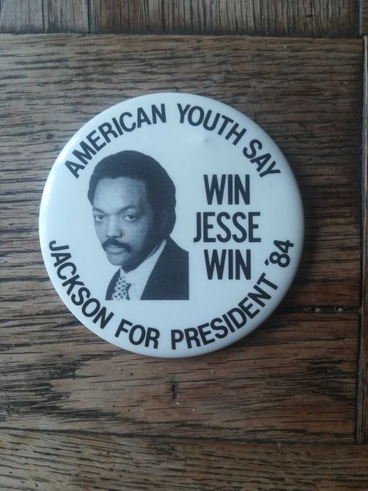 Plakietka / przypinka Jasse Jackson wybory prezydenckie USA 1984