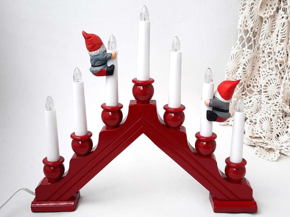 NOWY Drewniany świecznik świąteczny - Szwecja