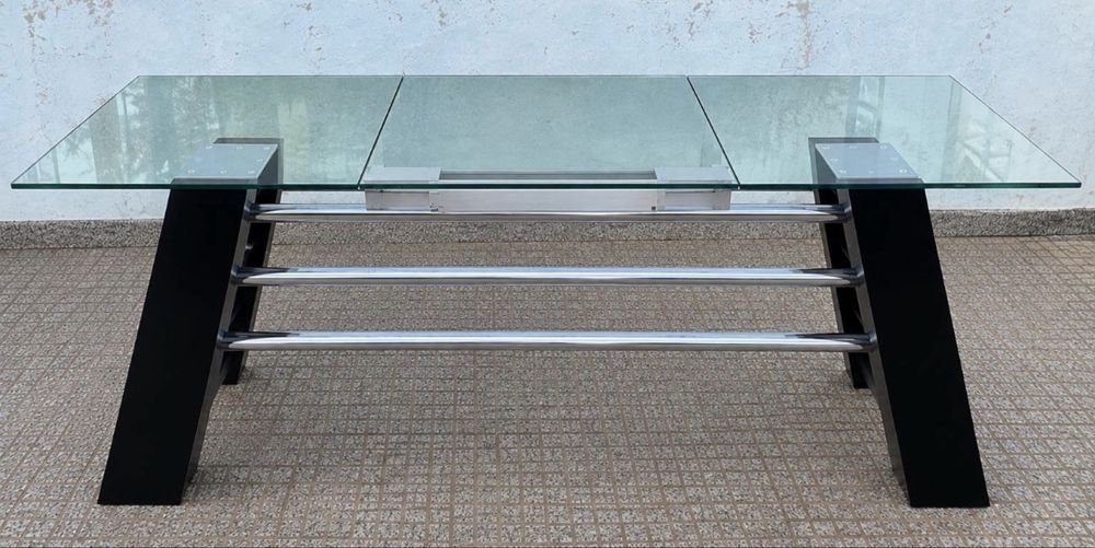 Mesa de vidro extensível com cadeira