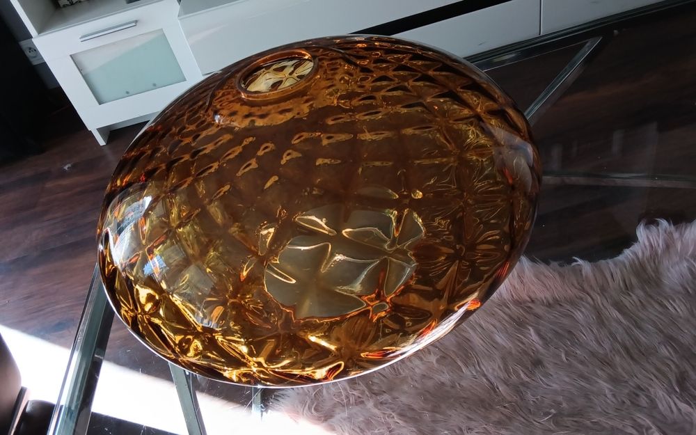 Klosz szkło bursztynowe miodowe pomarańczowe lampa lata 60