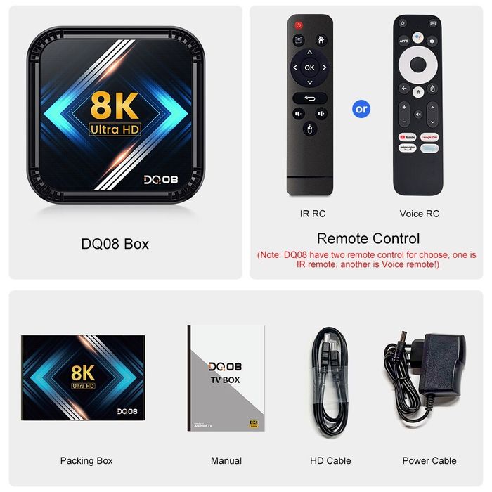 Новий Smart TV Box Vontar 2025 DQ08 4/64 ГБ с голосовым пультом