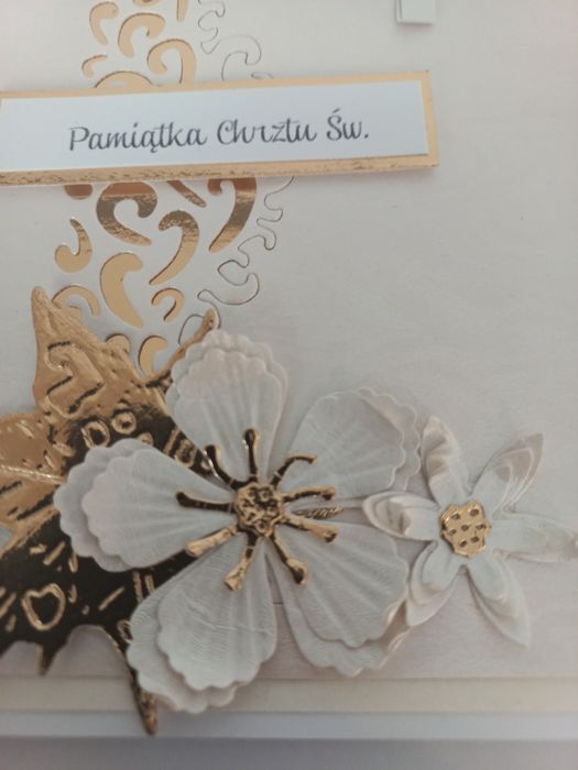 Ręcznie robiona kartka na chrzest.