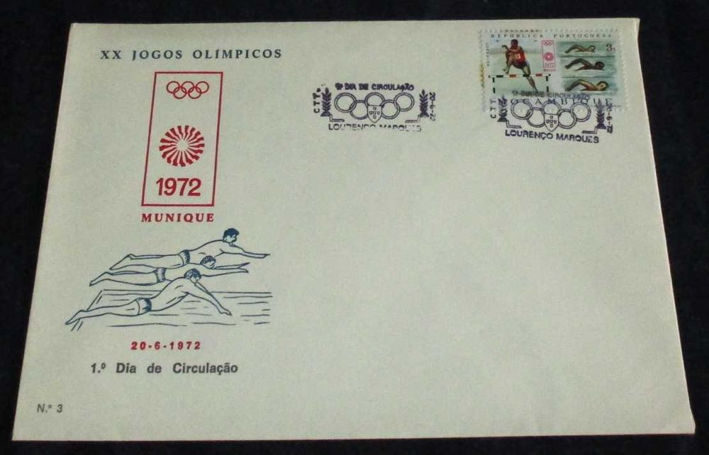 Sobrescrito de 1º Dia FDC XX Jogos Olímpicos 1972 Munique