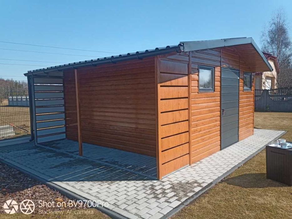 domek ogrodowy narzędziowy  z wiatą zadaszeniem 500x500 podbitka