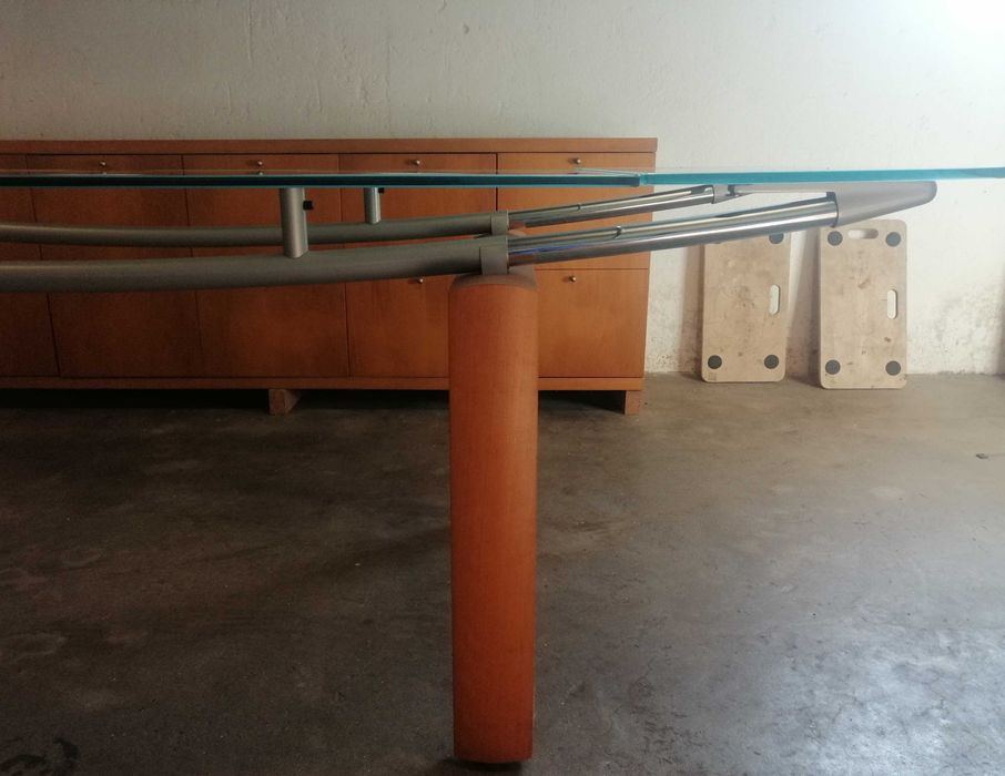 Luxuosa mesa tampo vidro extensível - 160/240 x 115 x 75 cm