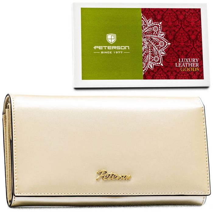 praktyczny portfel damski w kolorze beżowym z systemem rfid - peterson