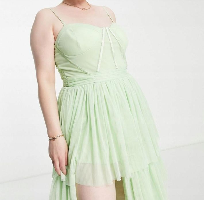 Nowa sukienka koktajlowa seledyn 46