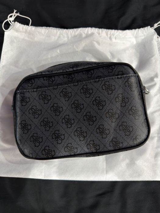 Сумка Guess Vezzola Smart чоловіча шкіряна сіра чорна барсетка Гуесс