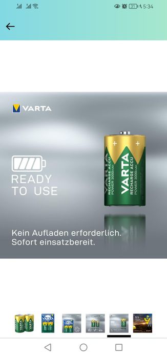 2 Bateria recarregável Varta D 3000mAh
