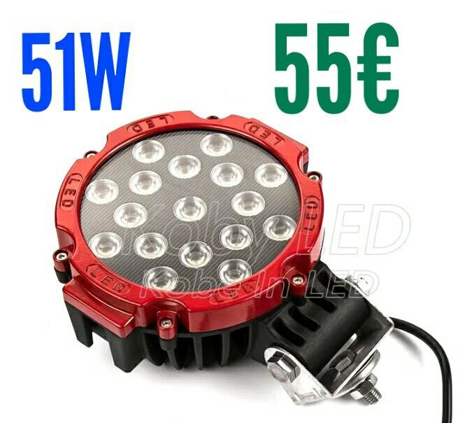 Faróis Led 51W Preto e Vermelho