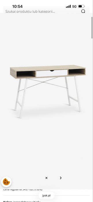 Biurko ABBETVED 48x120 kolor jasny dąb/biały