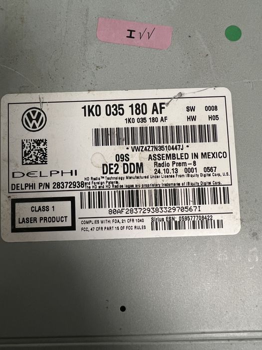 Магнитола volkswagen passat, jetta. 1KO 035 180 AF
