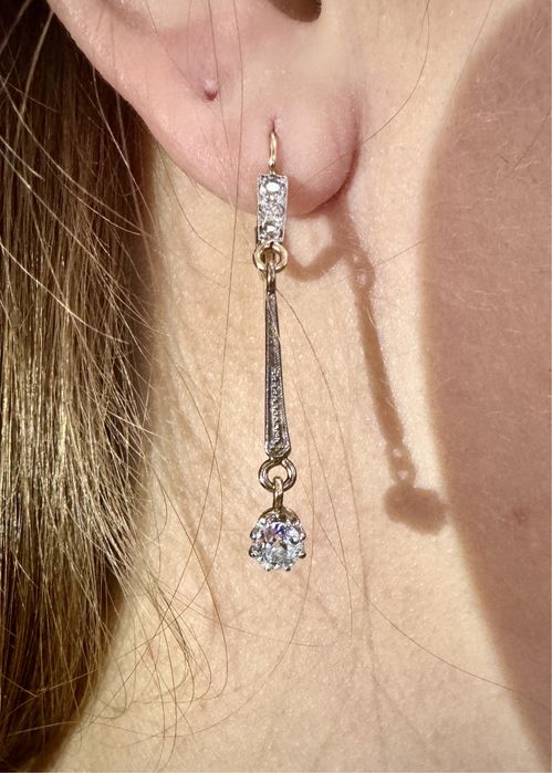 Старинные золотые серьги с бриллиантами