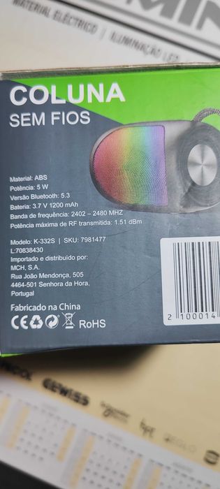 Coluna som portátil