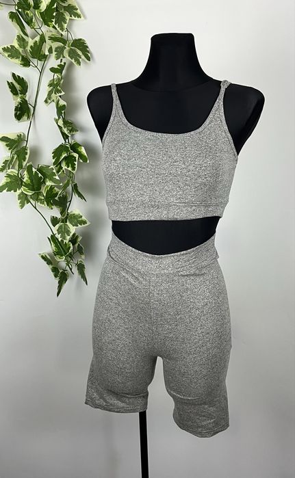 Nowy Szary Komplet Sportowy Top + Legginsy Kesi Rozmiar Uniwersalny