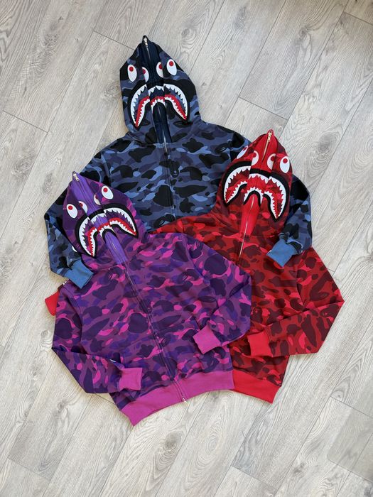 Зіп худі Bape 2026 подвійний капюшон Double Shark