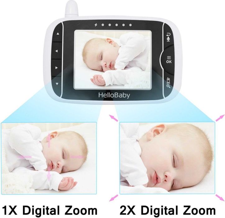 Niania elektroniczna HelloBaby HB32, 3,2" biała, z Kamera HD, Tryb Nocny