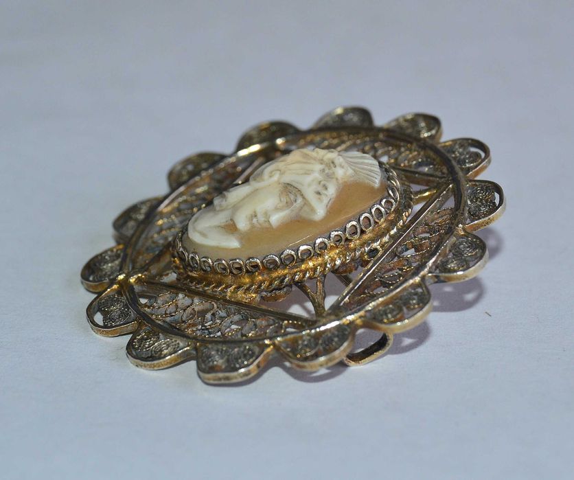 Anfinete Camafeu Antigo Em Prata