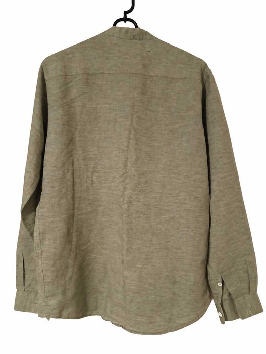Octobre khaki melanż męska koszula stójka quiet luxury eco len lniana XS