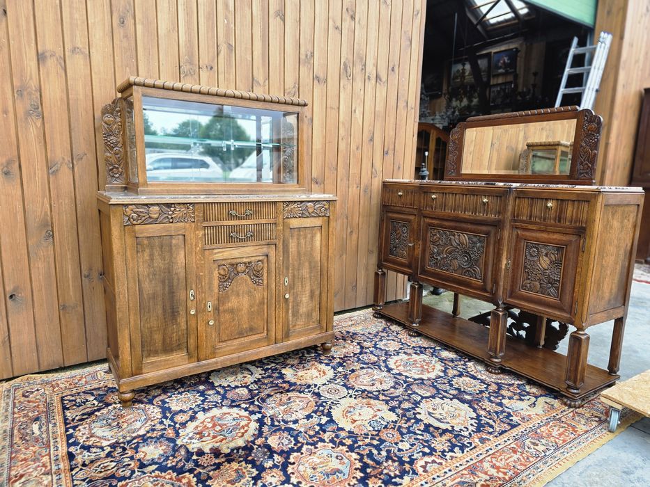 Secesyjna komoda bufet z marmurem i lustrem 160cm #1960 Stylowy Węgrów