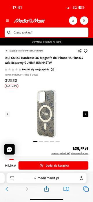 Etui GUESS Hardcase 4G Magsafe do iPhone 15 Plus 6,7 cala Jak nowe