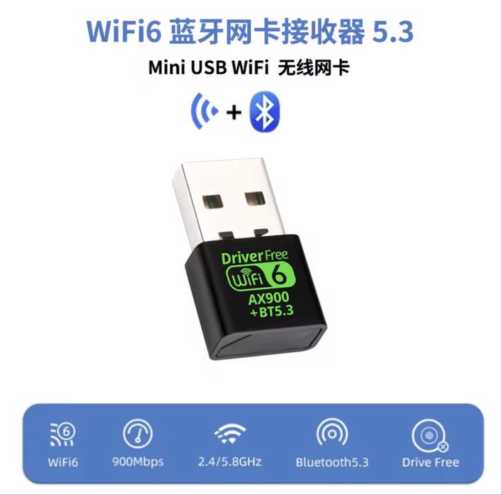 AX900 USB WiFi 6 Bluetooth 5.3 Адаптер 2in1 Wi-Fi та Bluetooth