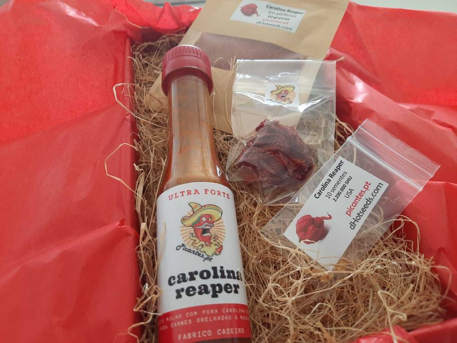 Caixa Presente Gift Box CAROLINA REAPER: Molho, Pó, Sementes e Seca